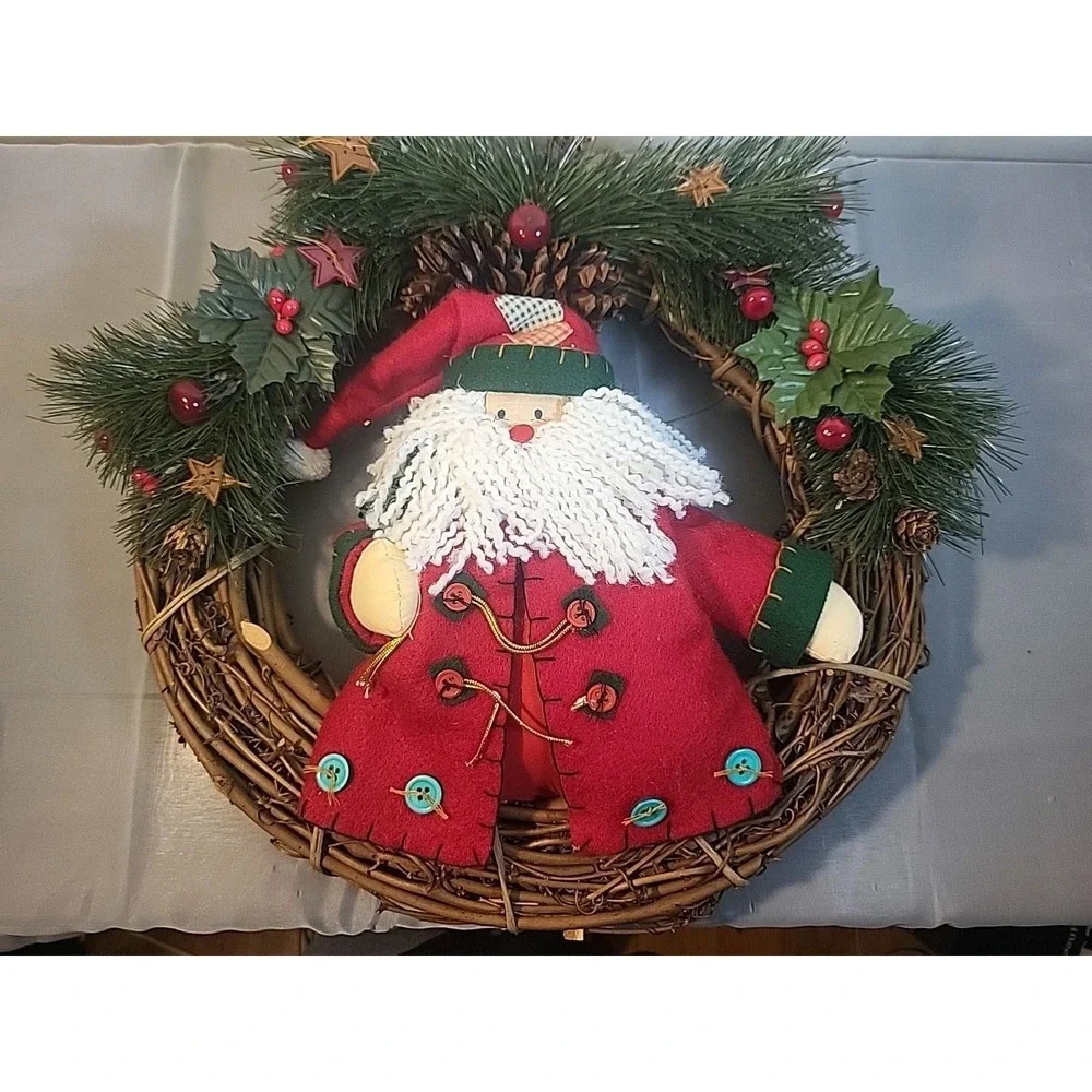 Vintage Handmade Santa‎ Wreath